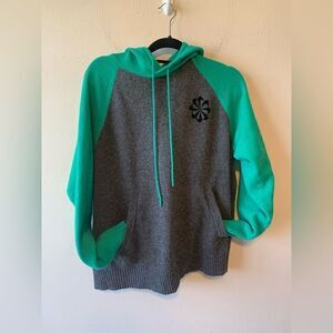 Nike green and gray wool pullover hooded sweater air max logo size L